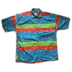 Versace Jeans Couture vintage 1990s rainbow greek key triangle print shirt